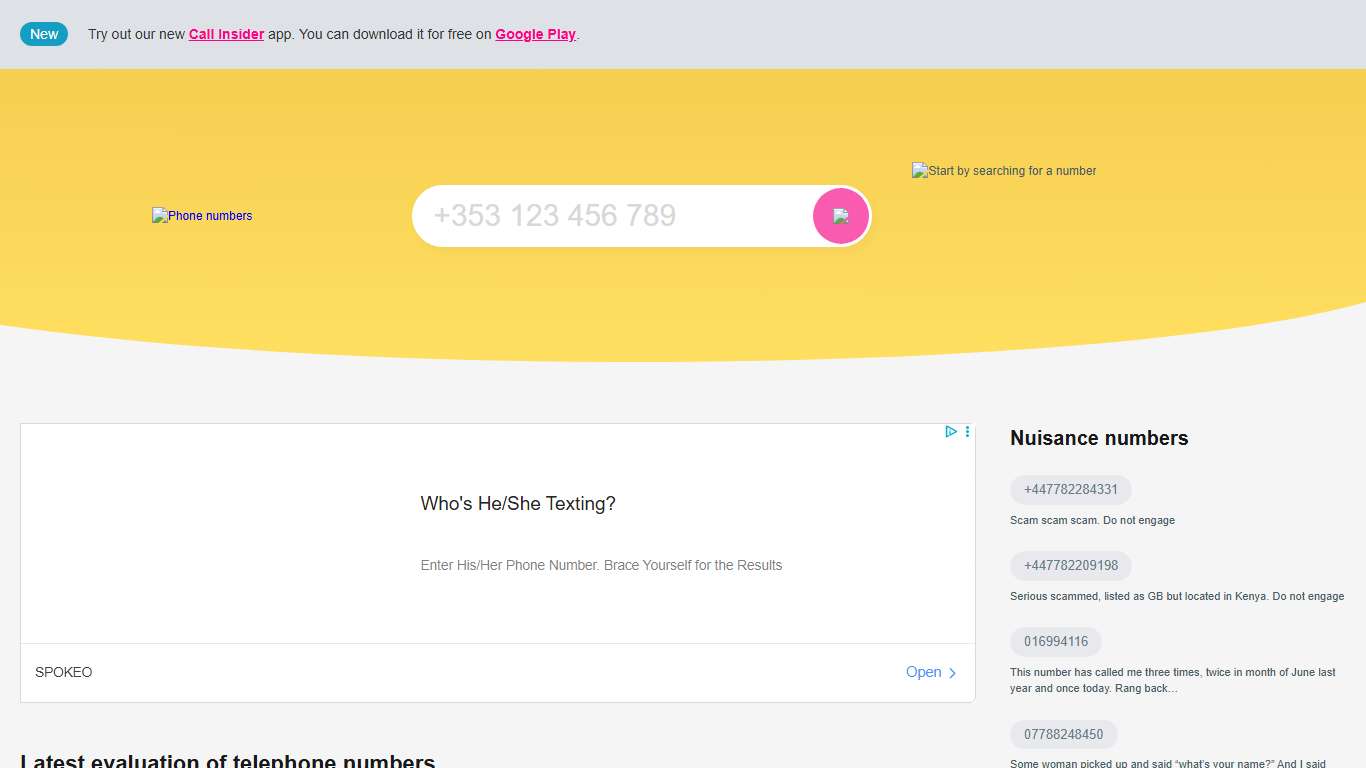 Telephone number search Do you want to find out information about an unknown number?