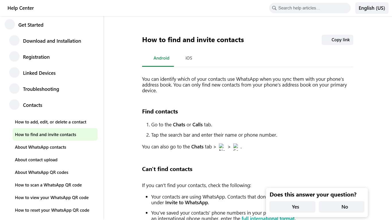 How to find and invite contacts WhatsApp Help Center
